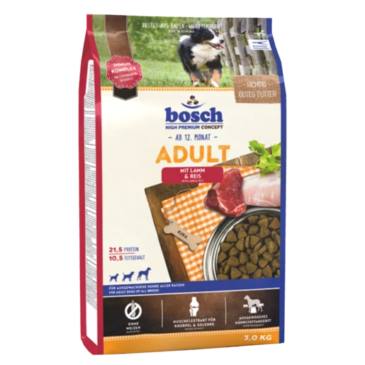 BOSCH Adult Lamb & Rice 3kg+Surprise Gratuite Pour Chien