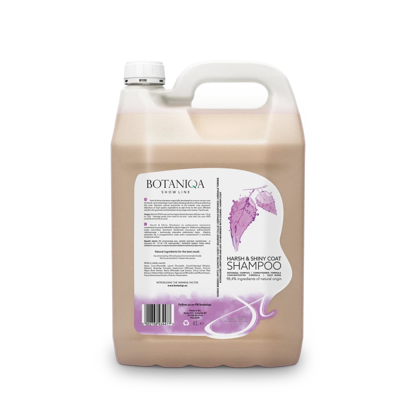 BOTANIQA Harsh & Shiny Coat Shampoo Shampooing Pour Chiens à Poil Dur 4l