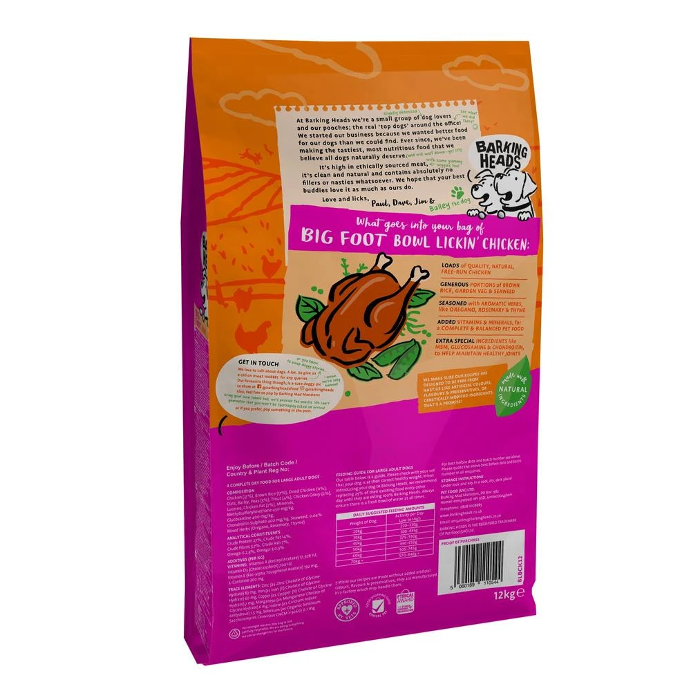 Barking Heads Bowl Lickin' Poulet Pour Chiens Adultes De Grande Race 12kg – Image 2