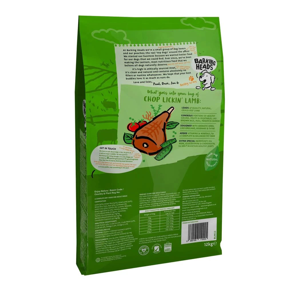 Barking Heads Chop Lickin' Agneau Pour Tous Les Chiens Adultes 12kg – Image 2