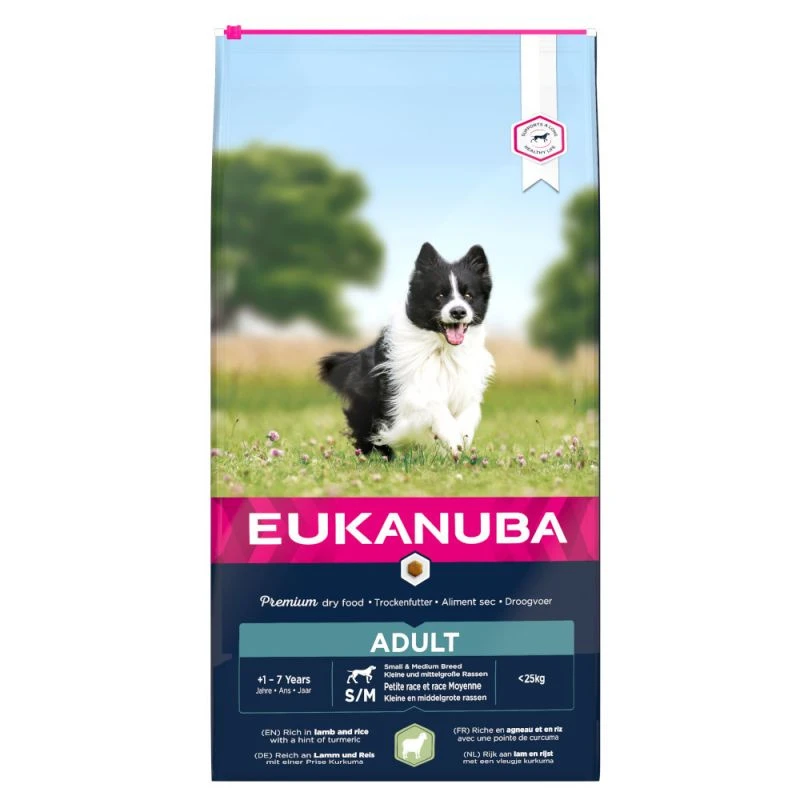 Eukanuba Adult Small & Medium Breed Aagneau Et Riz 12kg+Surprise Gratuite Pour Votre Chien