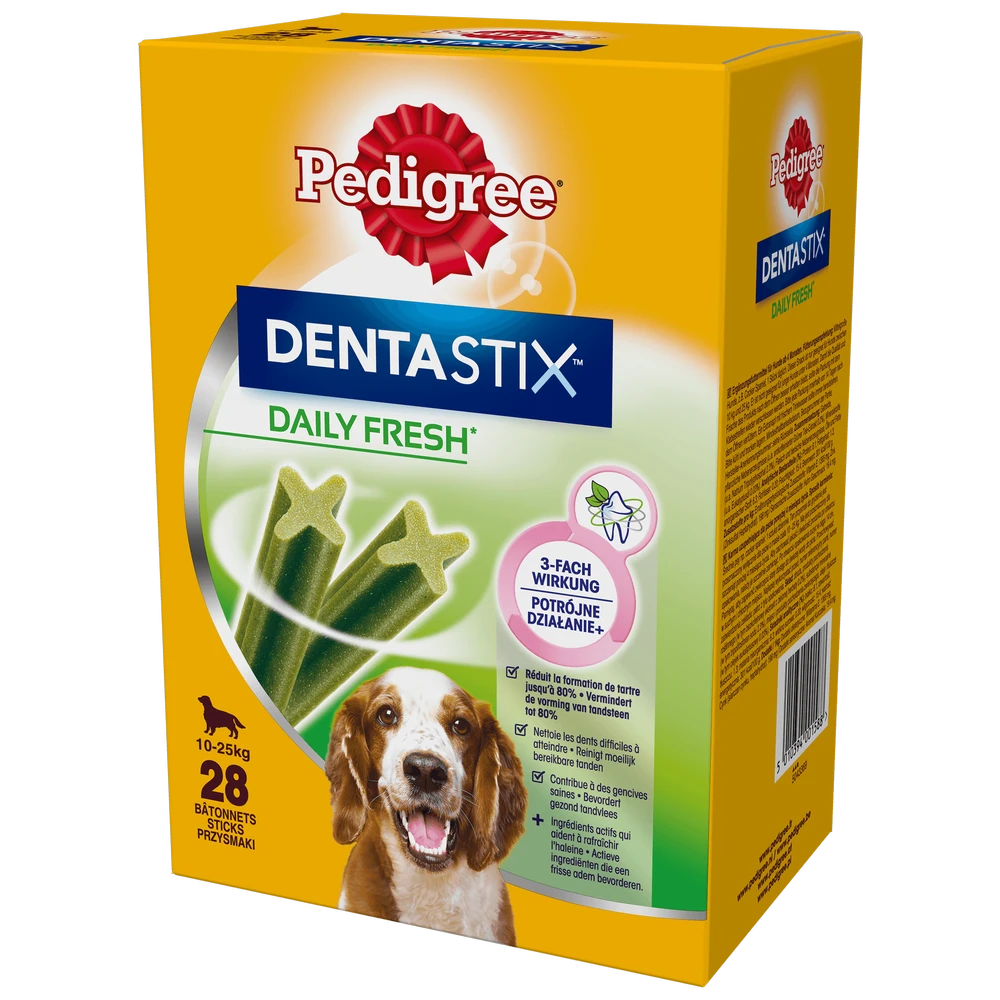 PEDIGREE® DentaStix™ Daily Fresh - Aliment Complémentaire Au Goût De Poulet, Pour Races De Taille Moyenne - 4x180g