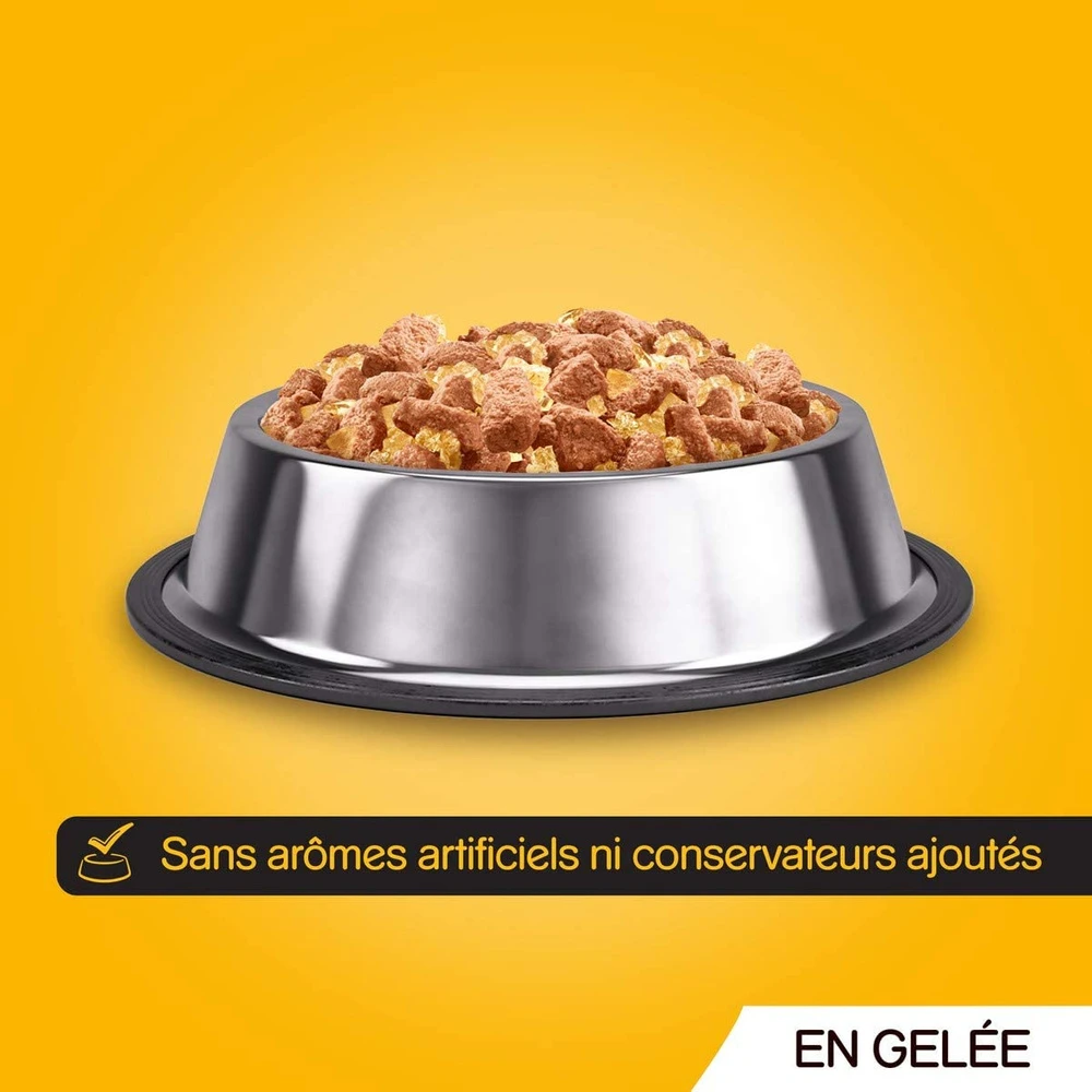Pedigree Croquettes Humides En Gelée Pour Chiens Adultes Avec Boeuf, Poulet, Agneau, Volaille 12x100g – Image 5