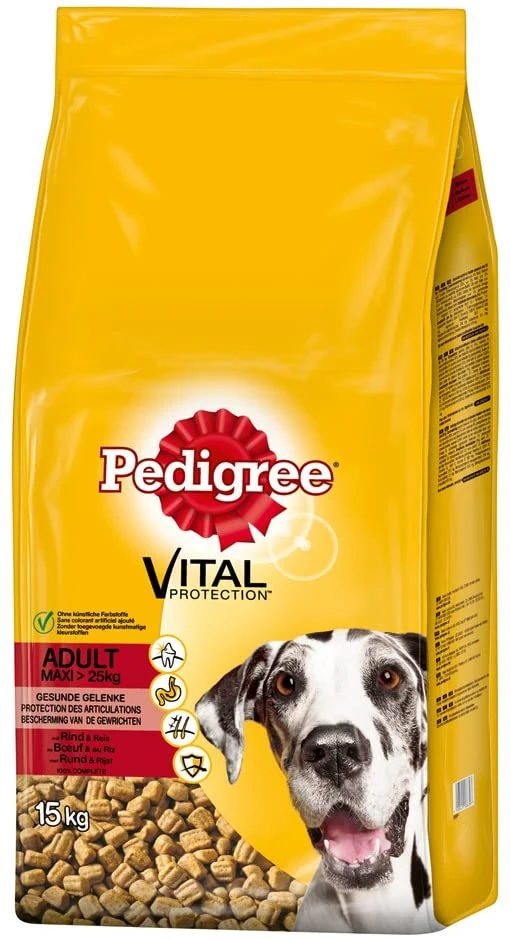 Pedigree Nourriture Sèche Pour Chiens Grands Et Géants Avec Bœuf Et Riz 15kg + Surprise Gratuite Pour Chien – Image 2