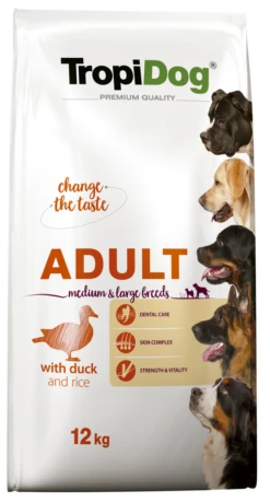 Tropidog Premium Adulte Medium & Grandes Races Canard Au Riz 12kg