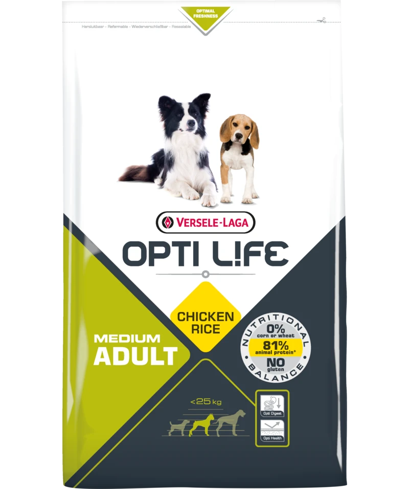 Versele-Laga Opti Life Adult Medium Au Poulet Et Au Riz 12.5kg